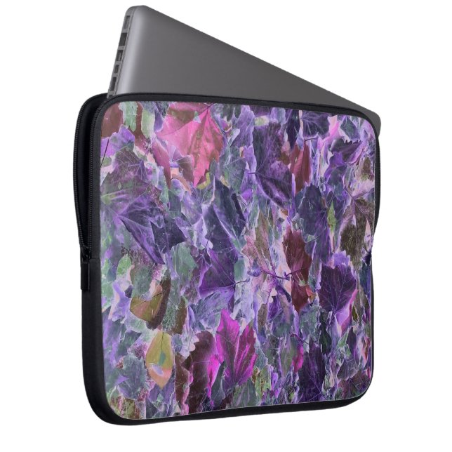 Lila Rosa Abstrakt Löv Nature Mönster Laptop Fodral (Framsidan Höger)