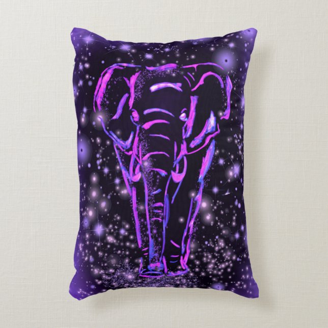 Lila Rosa accent Pillow Elephant på Starry Natt Prydnadskudde (Framsidan(Vertikal))