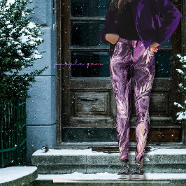 Lila Rosa Ädelstensvätska Konst Leggings