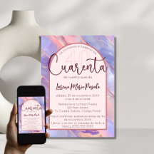 Lila Rosa Agate Spanska 40:e födelsedagen för henn