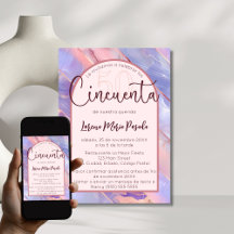 Lila Rosa Agate Spanska 50:e födelsedagen för henn