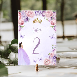 Lila Rosa Akvarell Blommig Quinceañera Bordsnummer