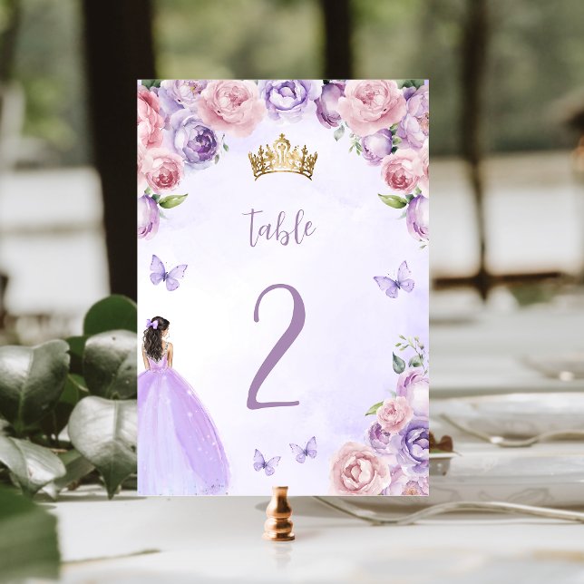 Lila Rosa Akvarell Blommig Quinceañera Bordsnummer (Skapare uppladdad)