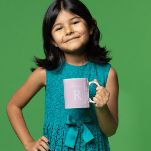 Lila Rosa Anpassa minimalistisk monogram Påsk Kaffemugg