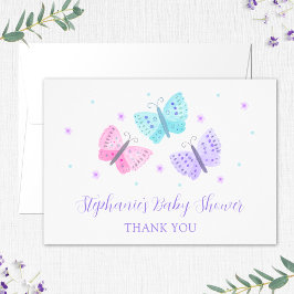 Lila Rosa Aqua Butterflies Baby Shower Tack OBS Kort