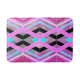 Lila Rosa & Aqua Geometric Crossing Rand Badrumsmatta