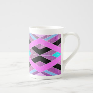 Lila Rosa & Aqua Geometric Crossing Rand Benporslin Mugg