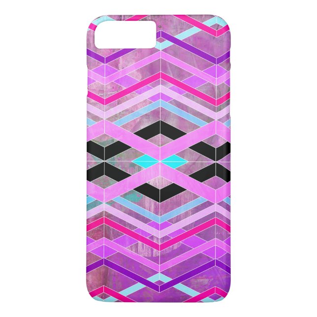 Lila Rosa & Aqua Geometric Crossing Rand Case-Mate iPhone Skal (Baksida)