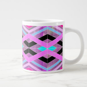 Lila Rosa & Aqua Geometric Crossing Rand Jumbo Mugg