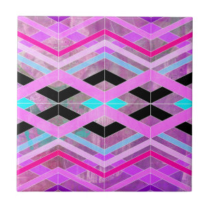 Lila Rosa & Aqua Geometric Crossing Rand Kakelplatta