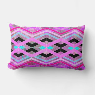 Lila Rosa & Aqua Geometric Crossing Rand Lumbarkudde