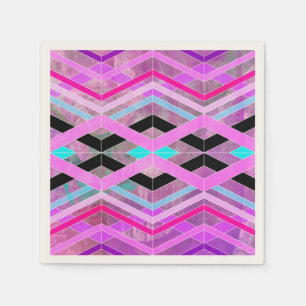Lila Rosa & Aqua Geometric Crossing Rand Pappersservett