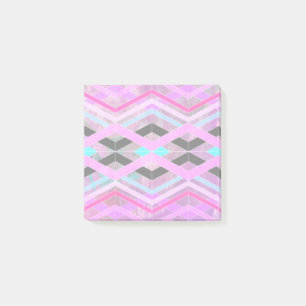 Lila Rosa & Aqua Geometric Crossing Rand Post-it Block