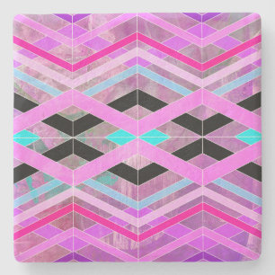 Lila Rosa & Aqua Geometric Crossing Rand Stenunderlägg