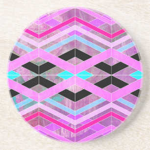 Lila Rosa & Aqua Geometric Crossing Rand Underlägg