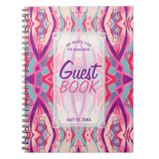 Lila Rosa Aztec Boho Tribal Guest Bok Anteckningsbok Med Spiral