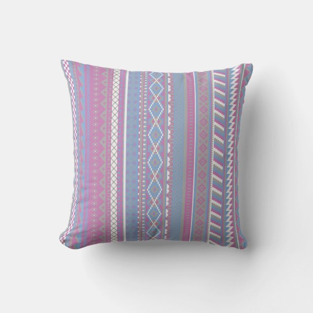 Lila Rosa Aztec Reversible Rand Pillow Kudde (Framsida)