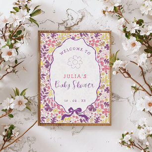 Lila Rosa Båge Vilda Blommor Blommar Barnkalas Poster