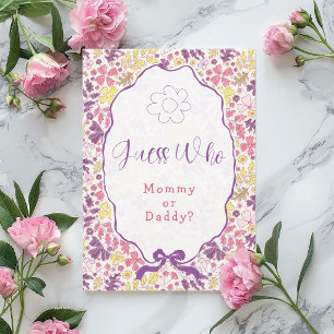 Lila Rosa Båge Vildblommor Blommar Barnkalas Inbjudningar