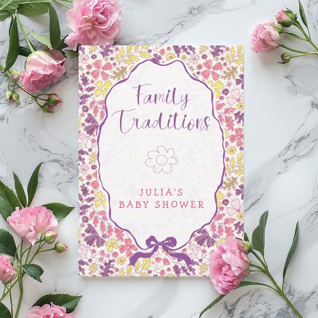 Lila Rosa Båge Vildblommor Blommar Barnkalas Inbjudningar (Skapare uppladdad)