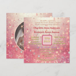 Lila Rosa Bead Curtain Faux Glitter blommigt Inbjudningar