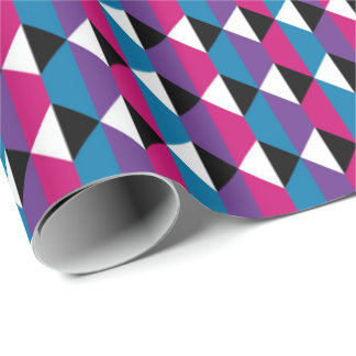 Lila, Rosa, blå, svart och vit romb Presentpapper