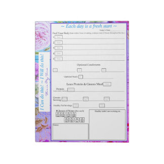 Lila, Rosa, blått, Blommigt 5 plus 1 måltidsspårar Anteckningsblock