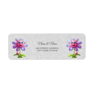 Lila Rosa Blomma Returadressetikett Returadress Etikett