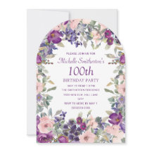 Lila Rosa Blommig Båge 100-års Födelsedag