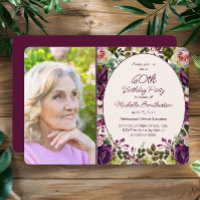 Lila Rosa Blommig Botanisk 60-års Födelsedagsfoto