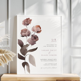 Lila Rosa Blommig Bröllop Välkomstaffisch Poster