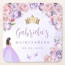 Lila Rosa Blommig Quinceañera