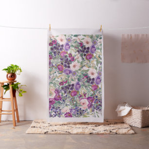 Lila Rosa Blommig Salvia Gröna Blad Tyg