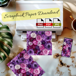 Lila Rosa Blommig Scrapbookpapper Nedladdning Poster