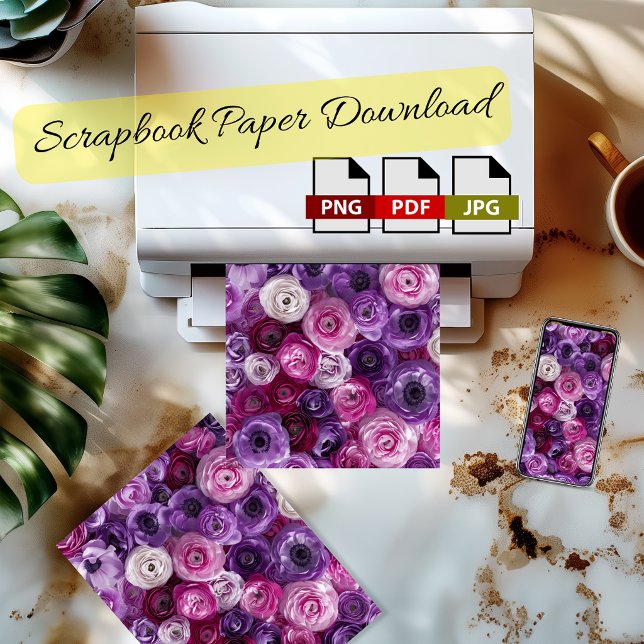 Lila Rosa Blommig Scrapbookpapper Nedladdning Poster (You can choose between physical and digital formats.
Choose Your Format -> Instant Download)