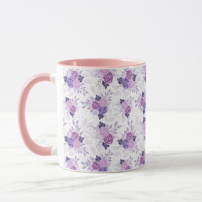 Lila Rosa Blommig Söt Mugg (Vänster)