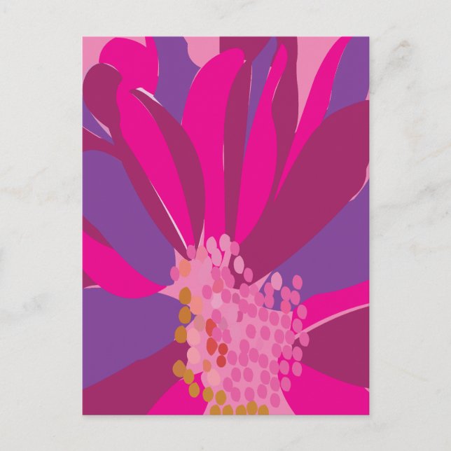 Lila Rosa Blommig Vykort (Framsida)
