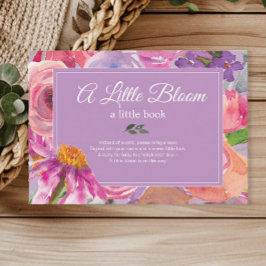 Lila Rosa Blommigt Bokar for Baby Shower Tilläggskort