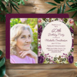 Lila Rosa Blommigt Botanical 60:e födelsedagsfoto Inbjudningar<br><div class="desc">Elegant plum lila och rosa vintage vattenfärgsfärgad blommigt och gieneri botanik födelsedagsfest fotoinbjudan till kvinnor. Den här inbjudan är designad för en 60-årsdag men kan anpassas för alla i alla åldrar. Kontakta mig om du behöver hjälp med dina anpassningar eller om du vill begära ytterligare matchning eller samordning av Zazzle-produkter...</div>
