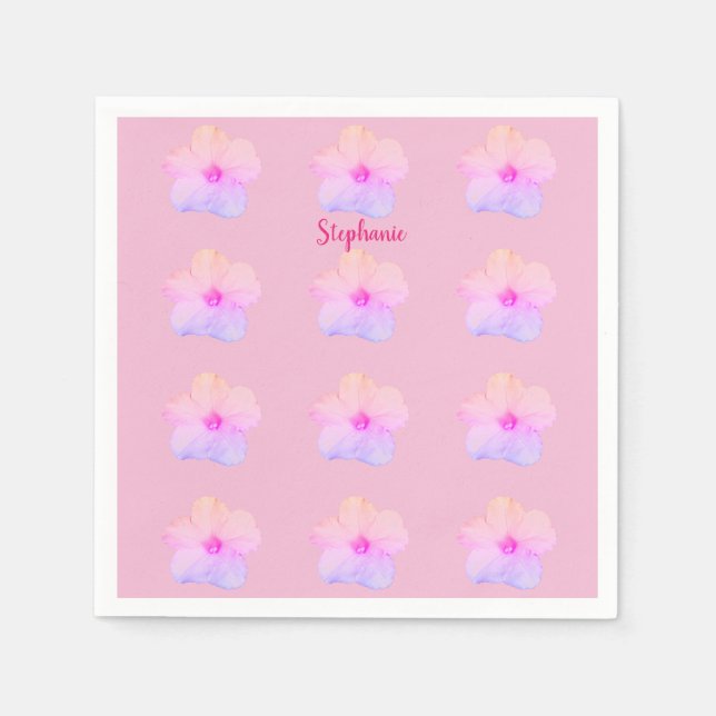 Lila Rosa Blommigt Bröllop Möhippa Födelsedag Pappersservett (Framsidan)