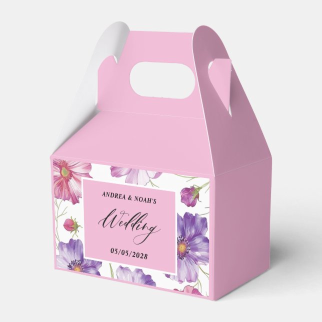Lila Rosa Blommigt Bröllop Presentaskar (Framsidan Sidan)