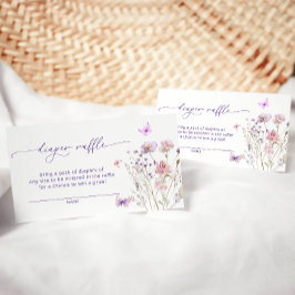 Lila Rosa Blommigt Butterfly Diaper Raffle Biljett Tilläggskort