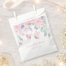 Lila Rosa Blommigt Butterfly Girl Baby Shower