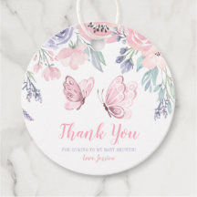 Lila Rosa Blommigt Butterfly Girl Baby Shower