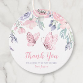 Lila Rosa Blommigt Butterfly Girl Baby Shower Gåvor Etiketter