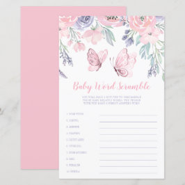 Lila Rosa Blommigt Butterfly Ord Scramble Game