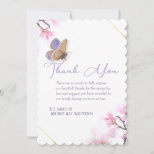 Lila & Rosa Blommigt Butterfly Sympathy Tack Inbjudningar