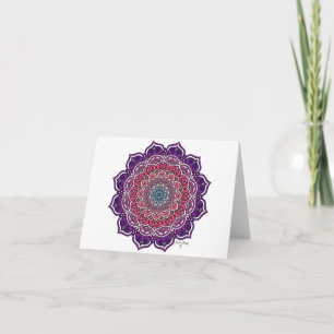 Lila-Rosa Blommigt Mandala Kort