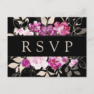 Lila Rosa Blommigt OSA Postcard med val av måltid Inbjudan Vykort