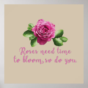 lila rosa blommigt ro poster